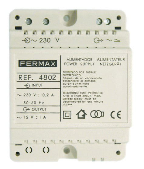 Alimentador DIN4 230VAC/12VAC-1A FERMAX