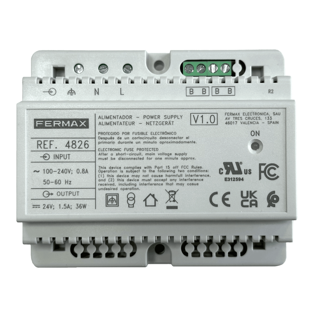 Alimentador+filtro DIN6 24VDC-1.5A FERMAX